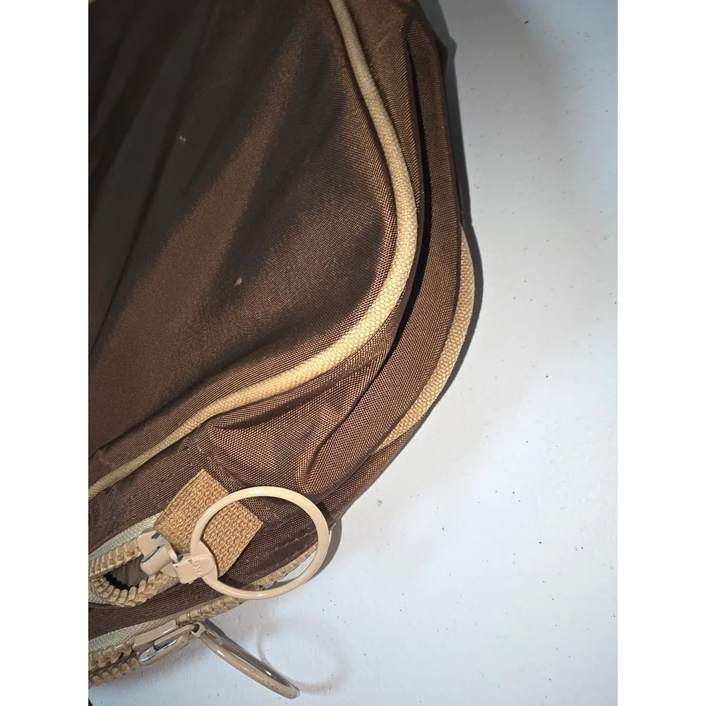 Lands End Vintage Brown Nylon Briefcase Laptop Rigger Bag‎ Travel Carry On